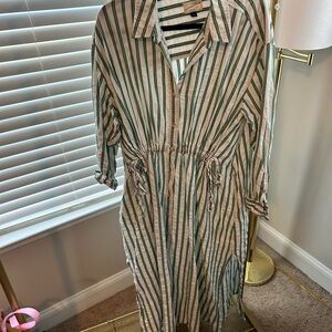 Universal Thread Green and White Striped Maxi Dress